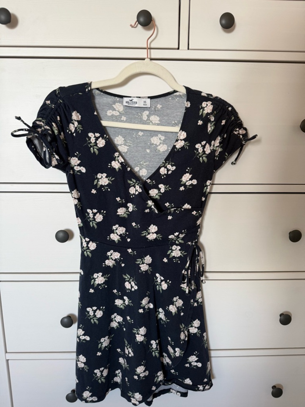 Hollister Navy Floral Wrap Dress